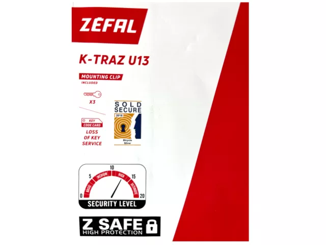 Zéfal - K-TRAZ U13 CABLE - Antivol en U avec câble pour vélo